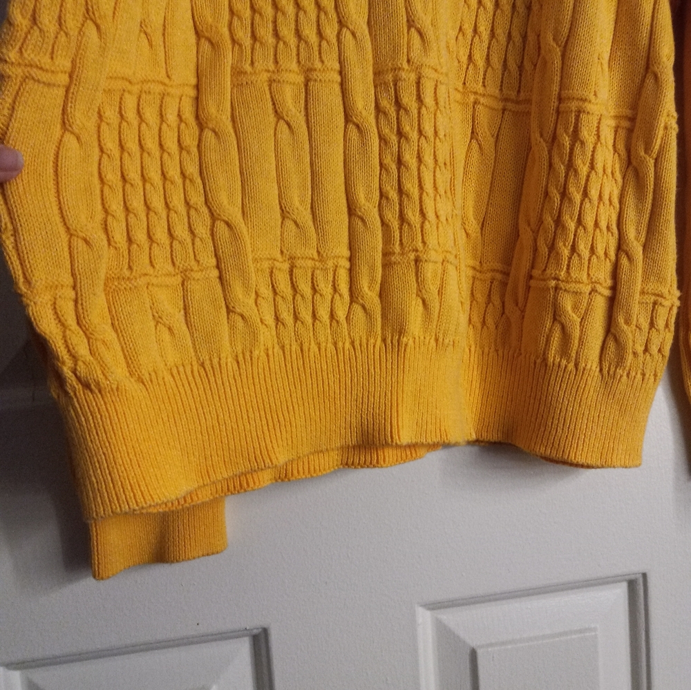Roundtree & Yorke Collection Yellow Cable Knit Sweater Men's XL - Picture 7 of 15